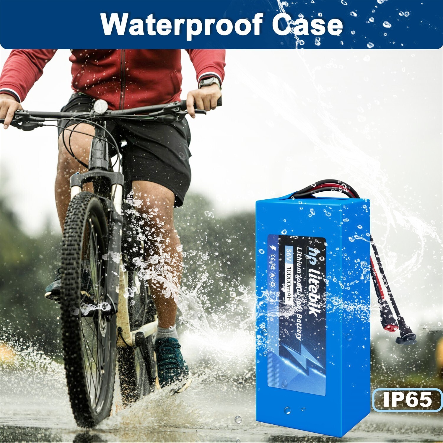 Ebike Battery 36V 10Ah Lithium Battery Electric Bike Bicycle Motor Blue