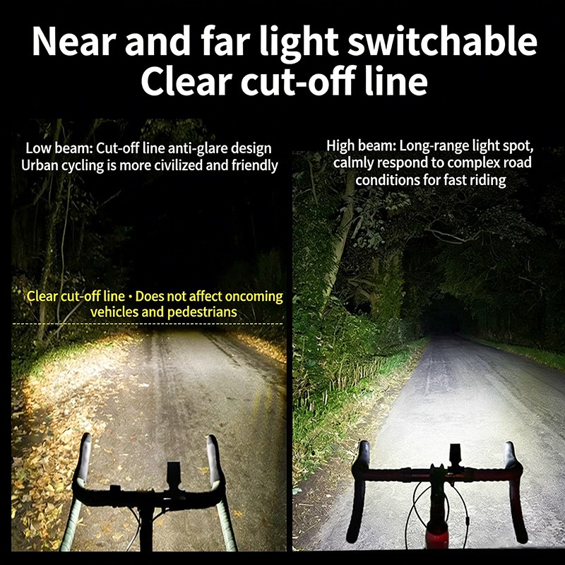 Rechargeable Powerful 1100LM Hanging Bike Light Remote Control Front Headlight