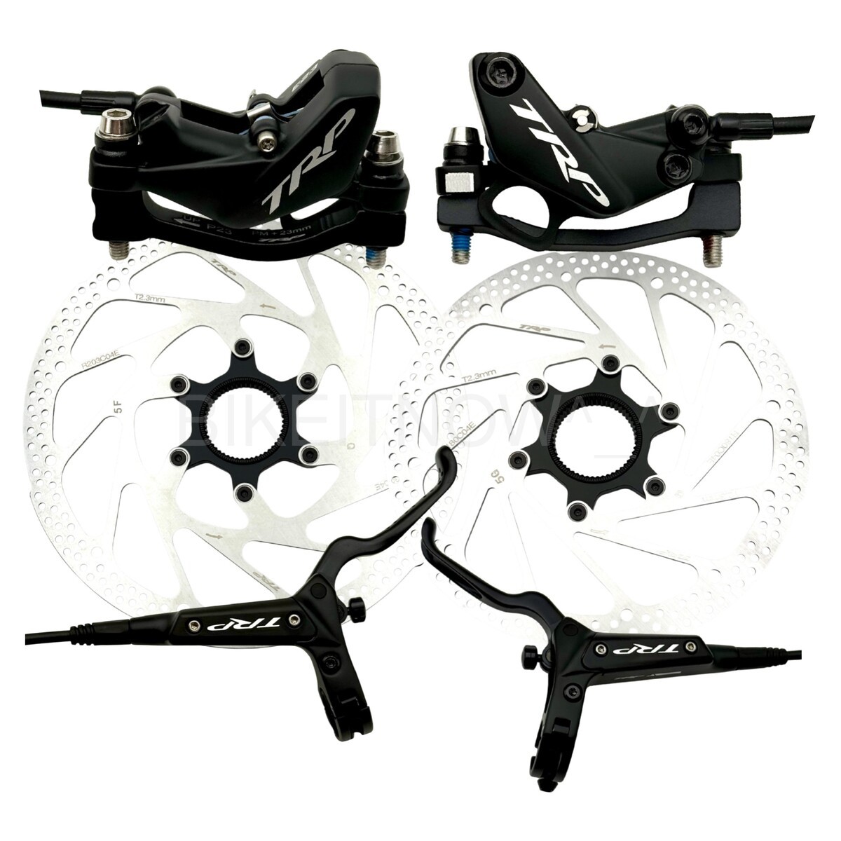 TRP HD-M846 DH-R EVO 4-Piston Hydraulic Disc Brake Set Black 203+180 Rotors F+R