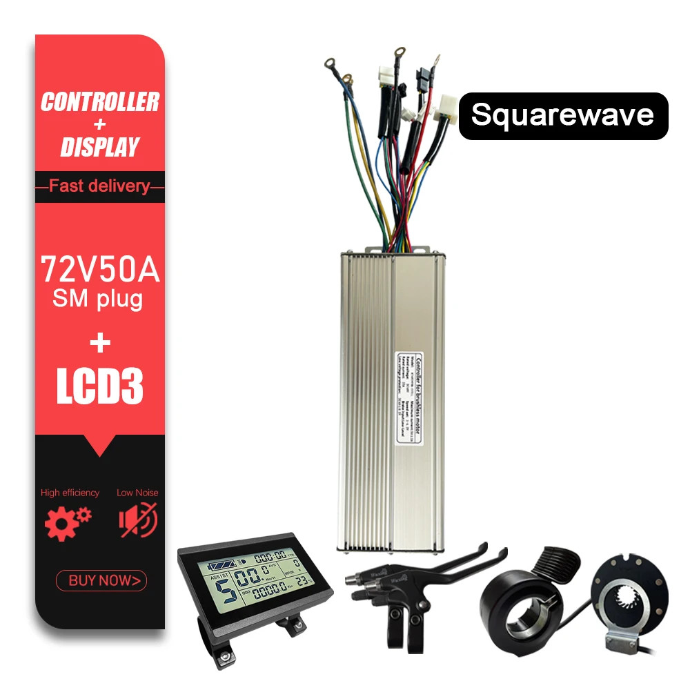 KT Ebike Controller 48V/52V/72V 50A with Color LCD3 LCD8YU Display for E-Scooter