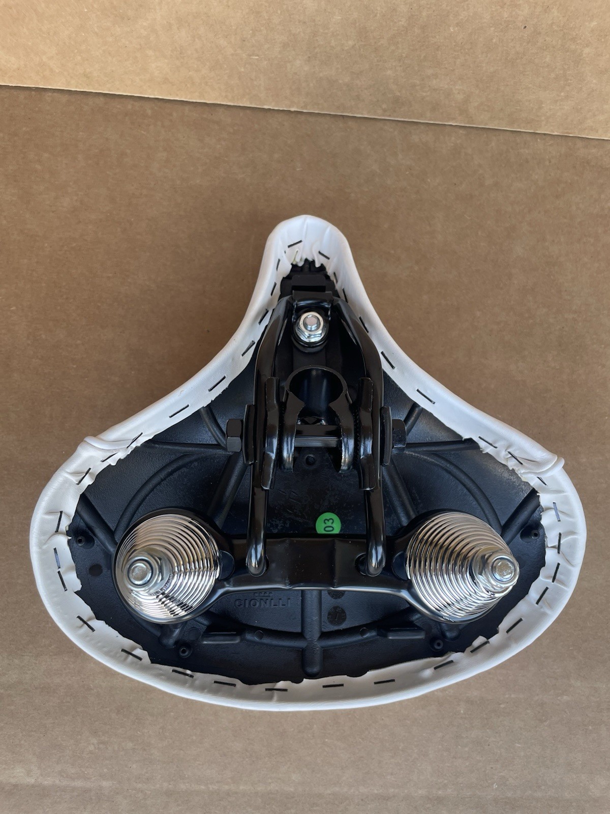 Beach Cruiser Bike Wide Saddle Seat with Springs Diamond Stitch WHITE