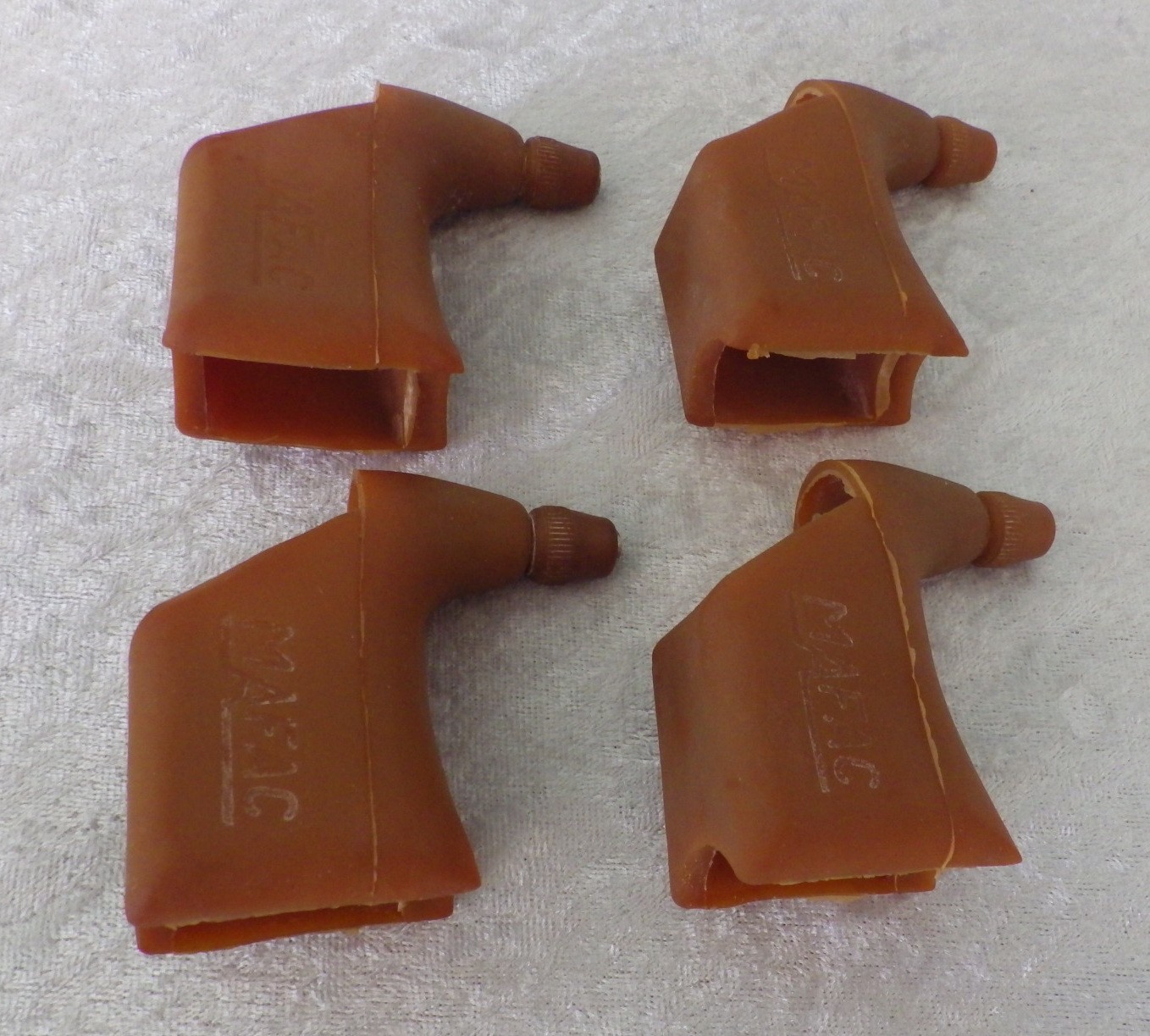 4 MAFAC vtg gum brown tan brake lever hoods lot NOS 1970s with barrel adjusters