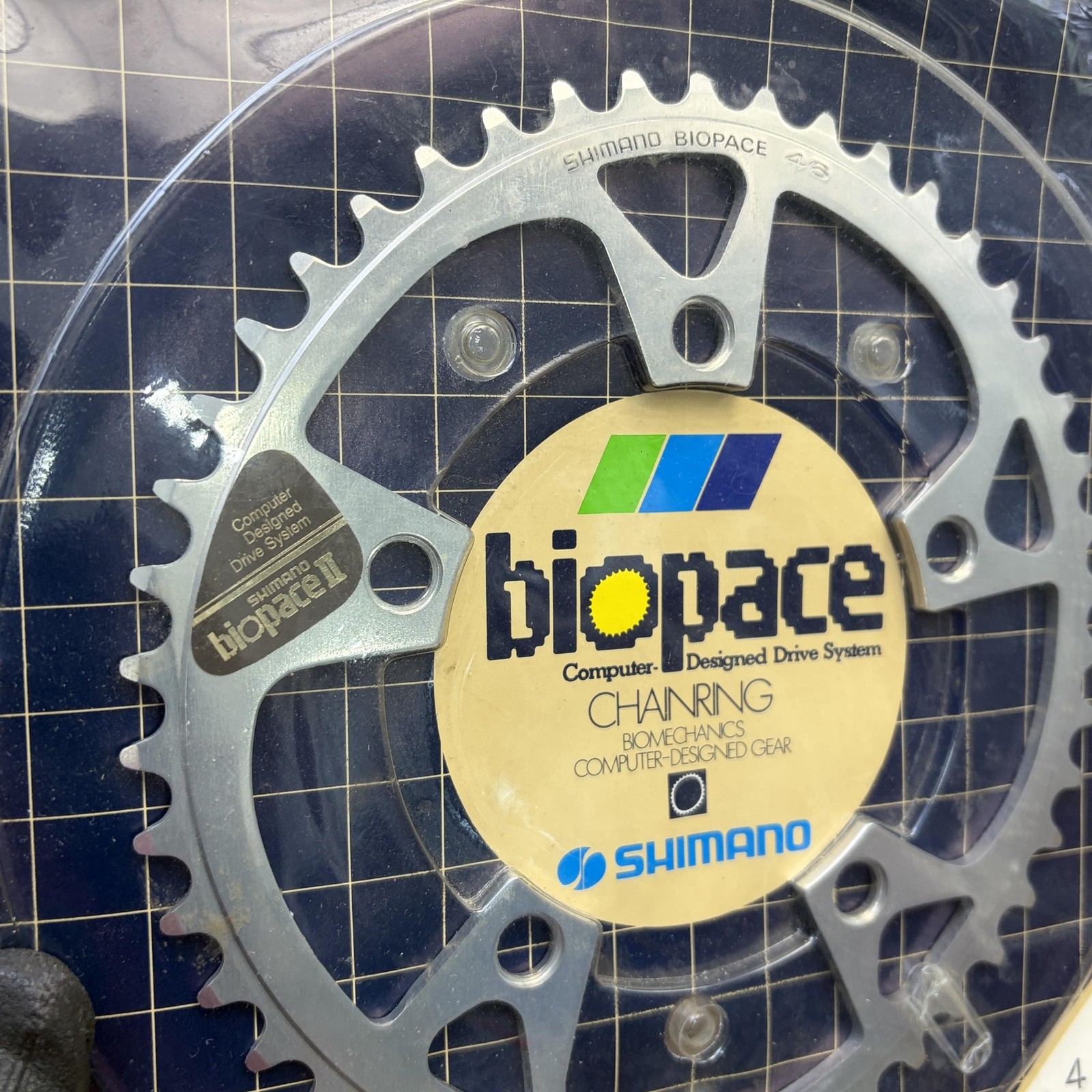 Vintage Shimano Biopace II 46T Chainring 110 BCD 5-Arm NOS Silver Japan 46 Tooth