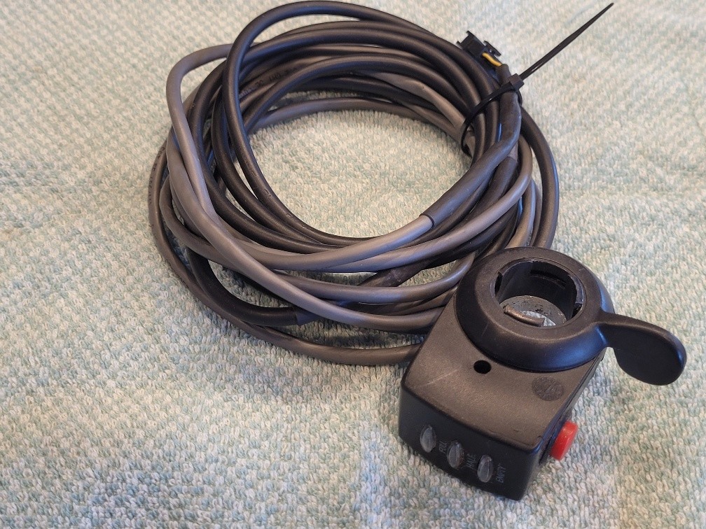 Ebike Thumb Throttle With Battery Indicator Lights 6 Pin Plug 14′ Wire Tandem