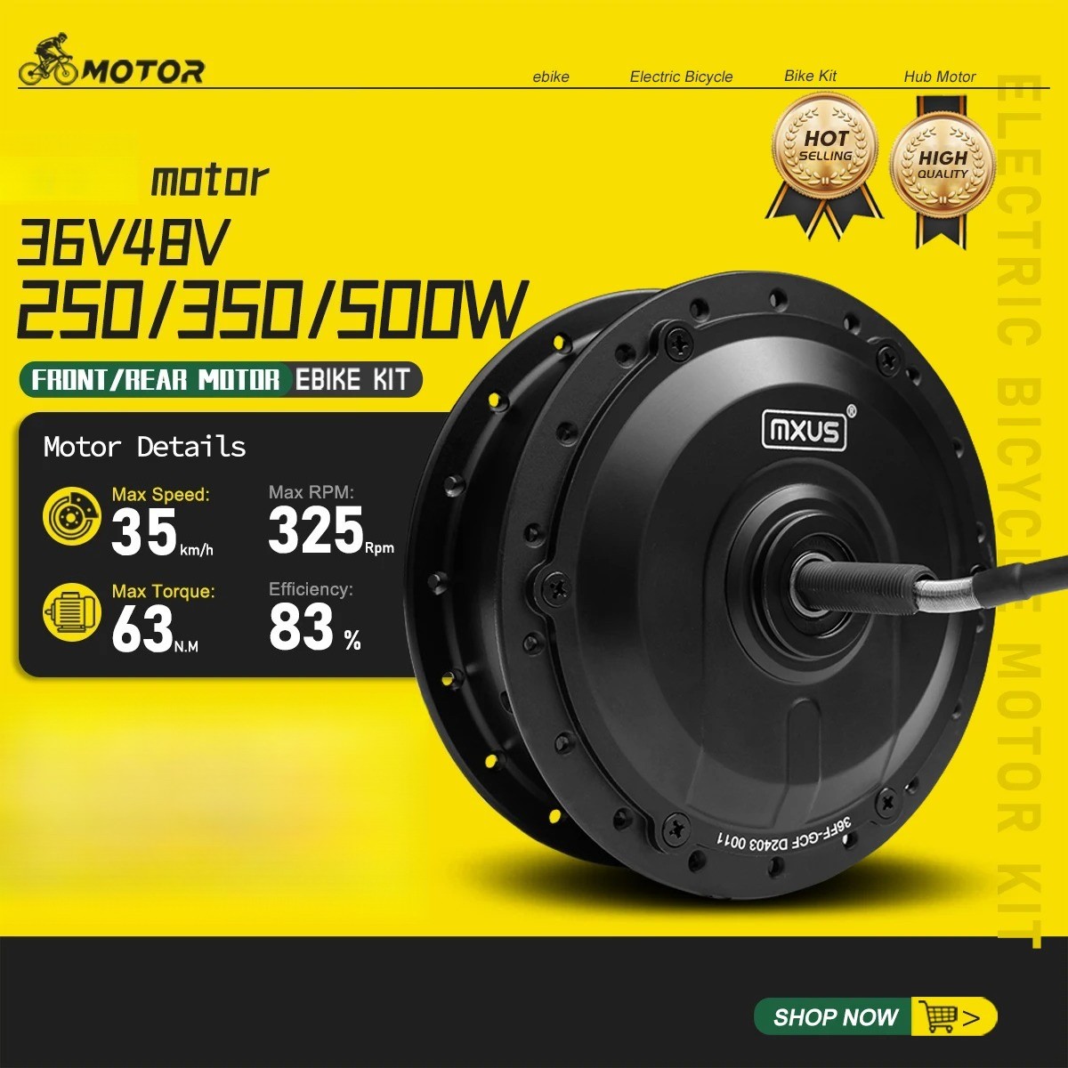 250W-500W Rear Freewheel / Cassette Electric Bike Brushless Gear Hub Motor