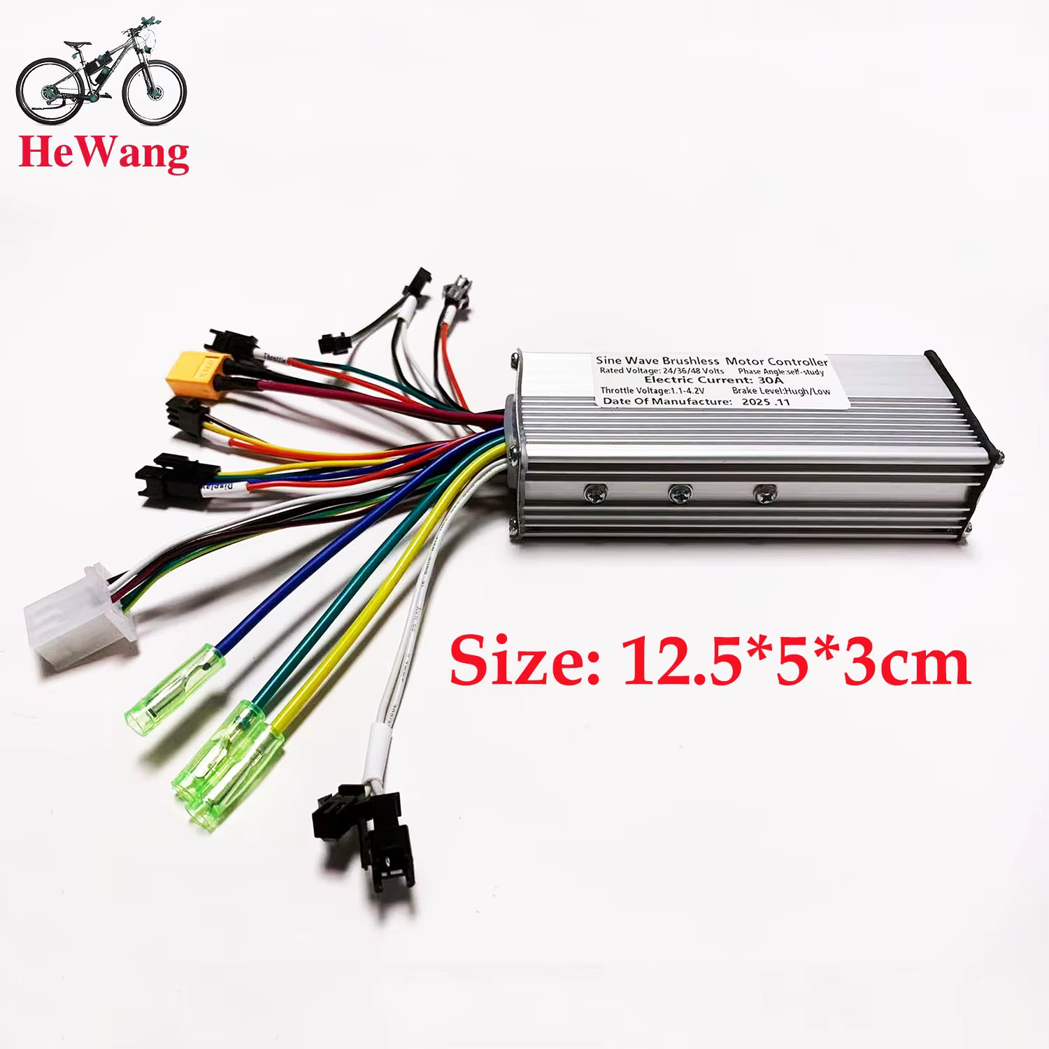 Ebike 750-1000W 24V 36V 48V 25-30A Brushless Motor FOC Sine Wave Controller for