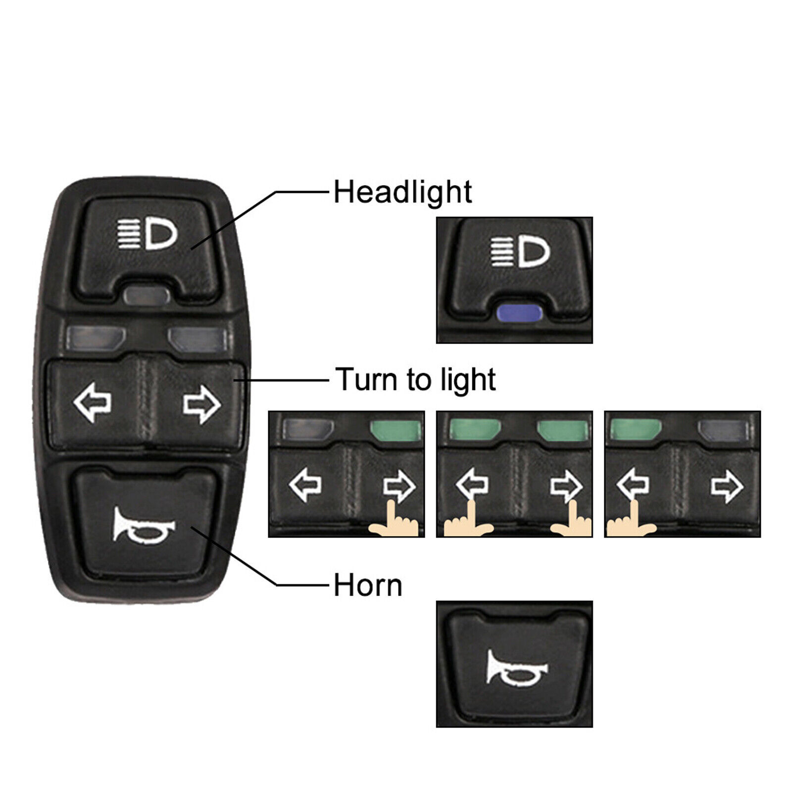 E-Bike Turn Headlight Horn Control Switch For Scooter Electric Bike Motorcycle