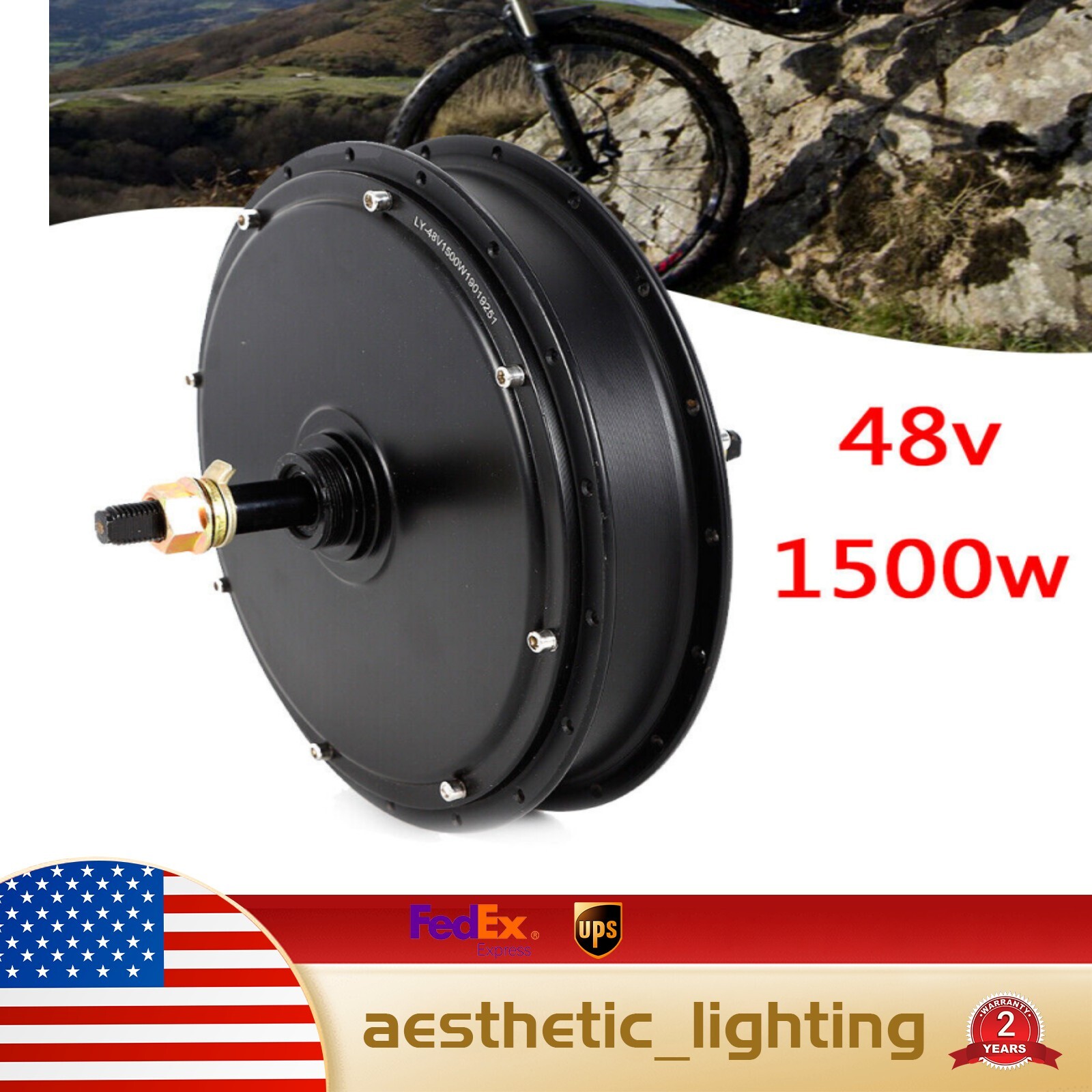 1500W 48V Brushless Gearless Rear Hub Motor 55Nm 20–28in 135mm 36H