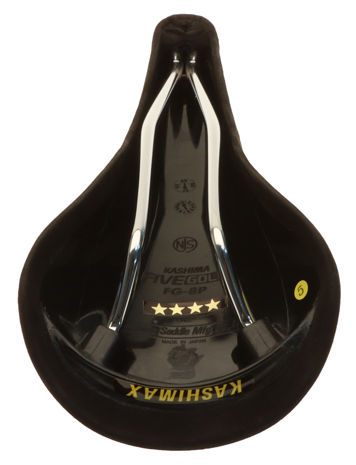 Kashimax Five Gold 8PE Saddle NJS 30mm Rails Black Suede Leather /w Logo NEW NOS