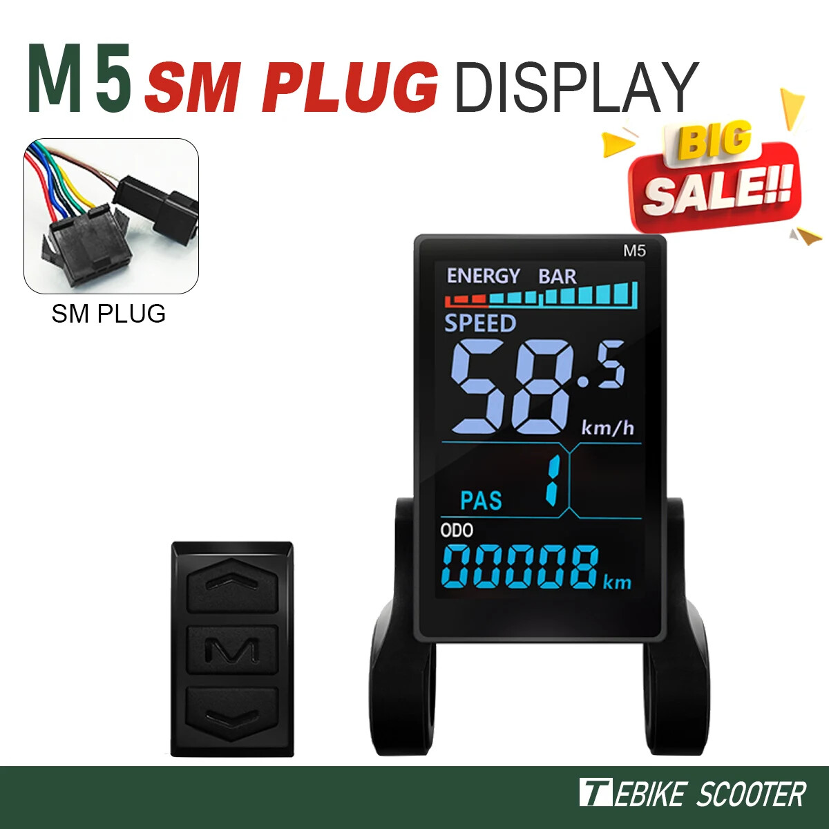 E-bicycle Sine Wave 3 Mode Controller Set 17A 26A 30A 40A with Color M5 Display