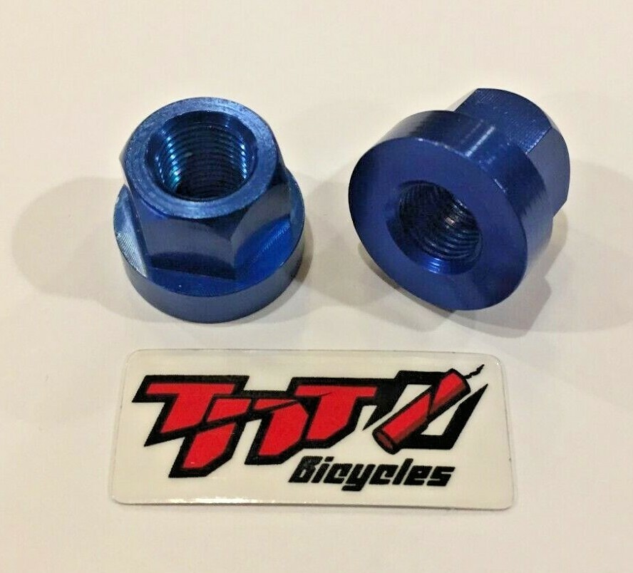 TNT BICYCLES – ALUMINUM AXLE NUTS – 3/8″ x 26tpi – SOLD AS PAIR (2pcs)