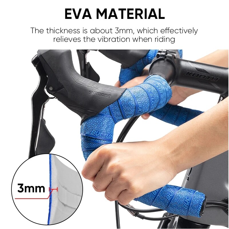 BUCKLOS Handlebar Tape PU+EVA MTB Road Bike Shock Absorption Anti-slip 1Pair US