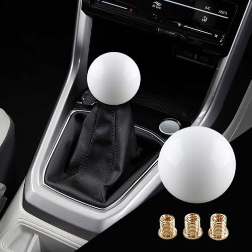 Car Round Ball Gear Shift Knob, Aluminum Alloy Gear Shift Stick Head, White