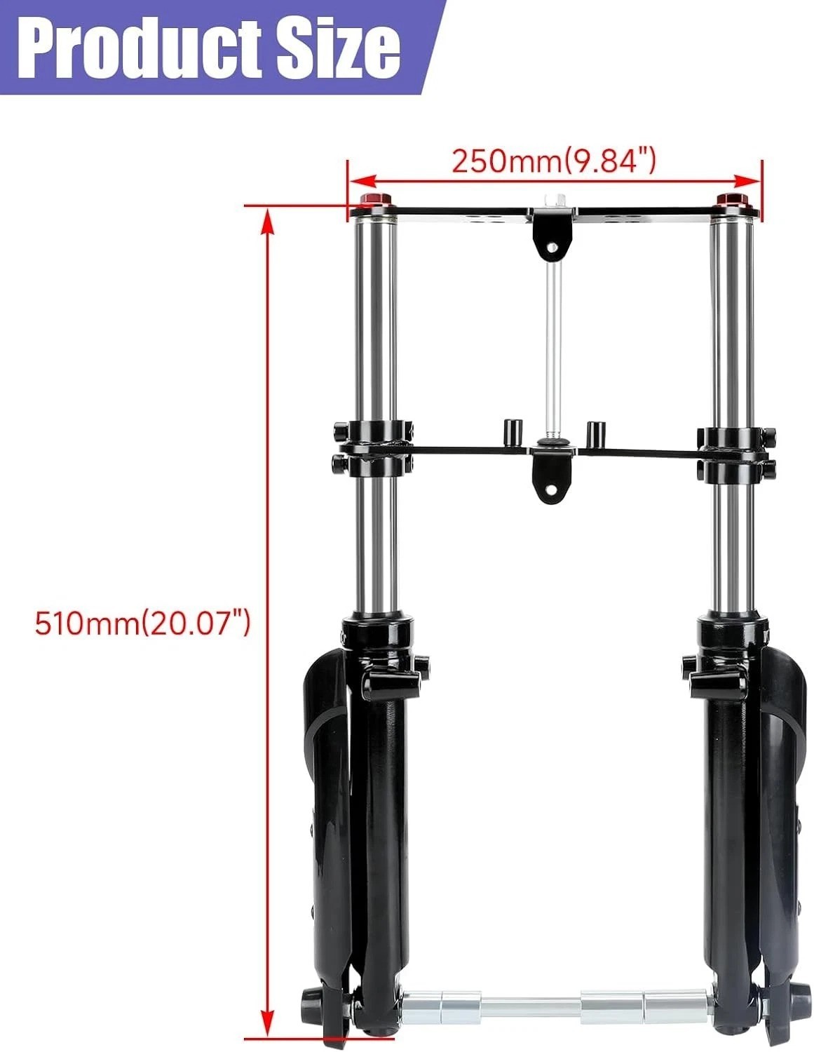 Mini Bike Front Fork Suspension Kit – Heavy Duty Steel, Black, Superior Comfort