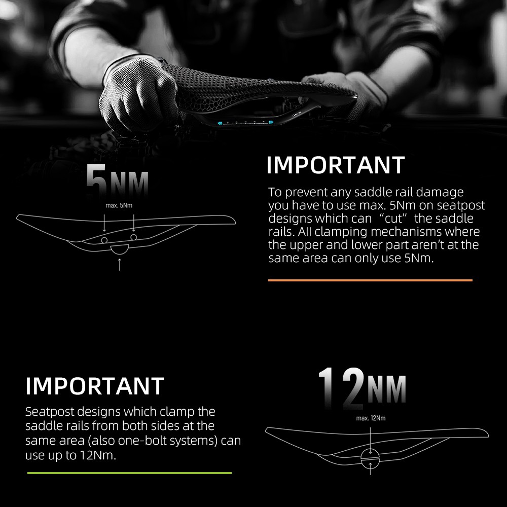 3D Printed Bike Road MTB Saddle 190g Ultralight Full Carbon Fiber Rails 7x9mm