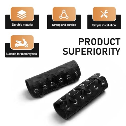 Motorcycle Leather Handlebar Grip Cover, Antislip Bicycle 2 PCS Black