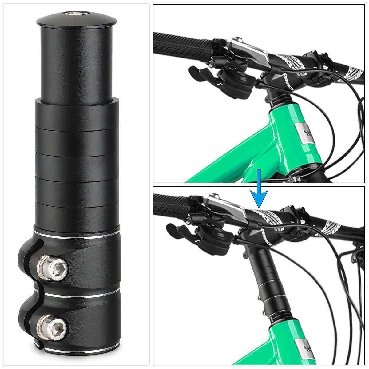 Mountain Bike Handlebar Extender Adaptor Front Fork Stem Riser Extension Head Up