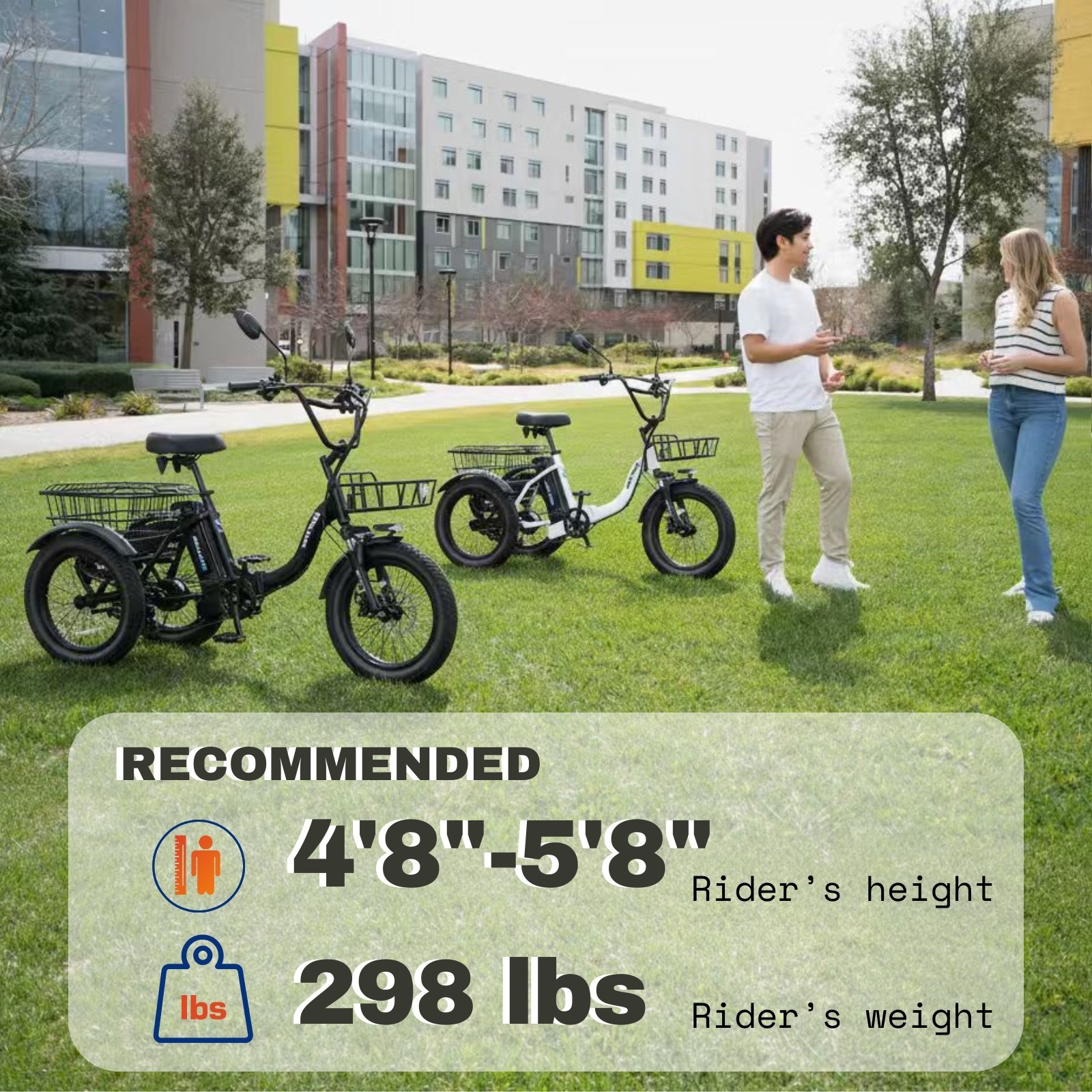 NARRAK Fat Tire Folding Electric Trike Peak Adults Shimano 7-Speed S180 N8 N6 N3