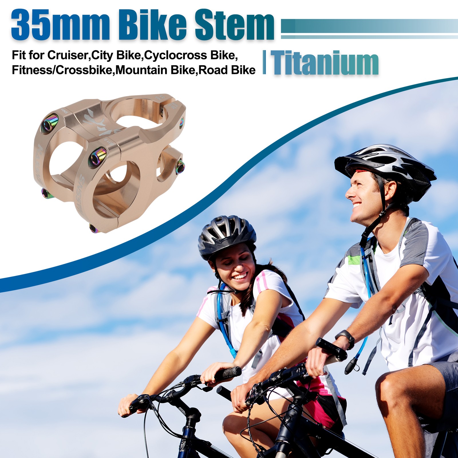 Aluminum Alloy 35mm Mountain Bike Stem Cycling Handlebar Stem Titanium Tone