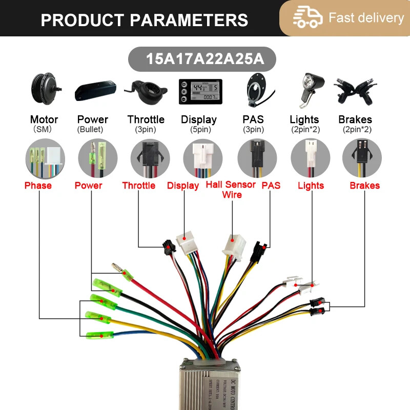 15A-35A E-bike Sinewave Controller 250W-1500W Brushless Motor S866 LCD Display
