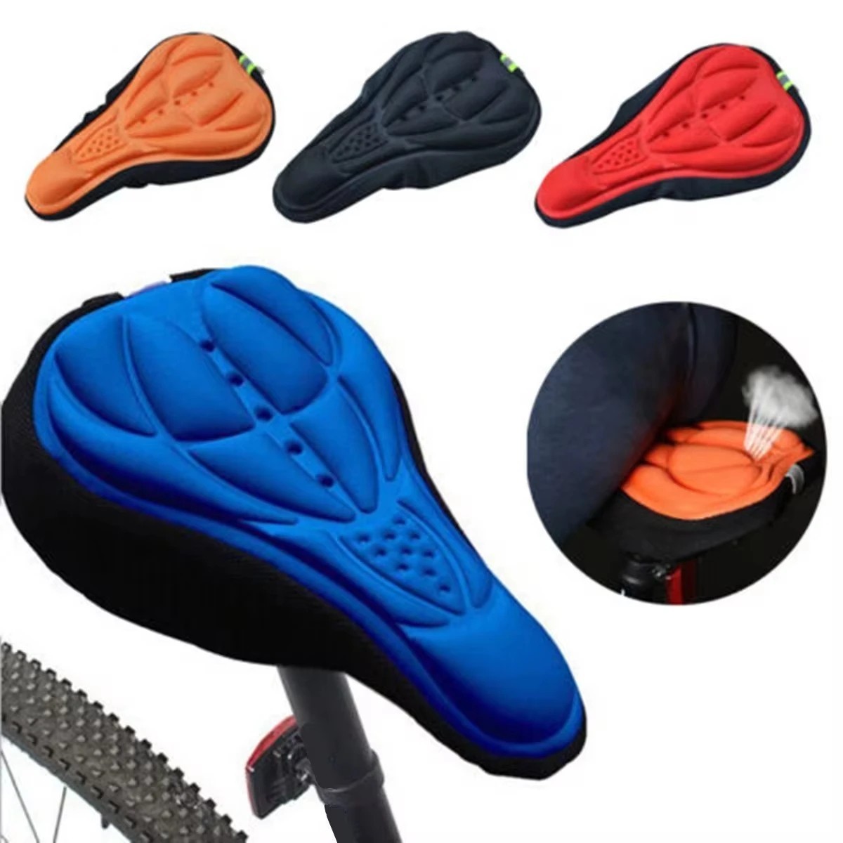 3D Saddle Seat Soft Bike Seat Cover Comfortable Foam Cushion Cycling Saddle