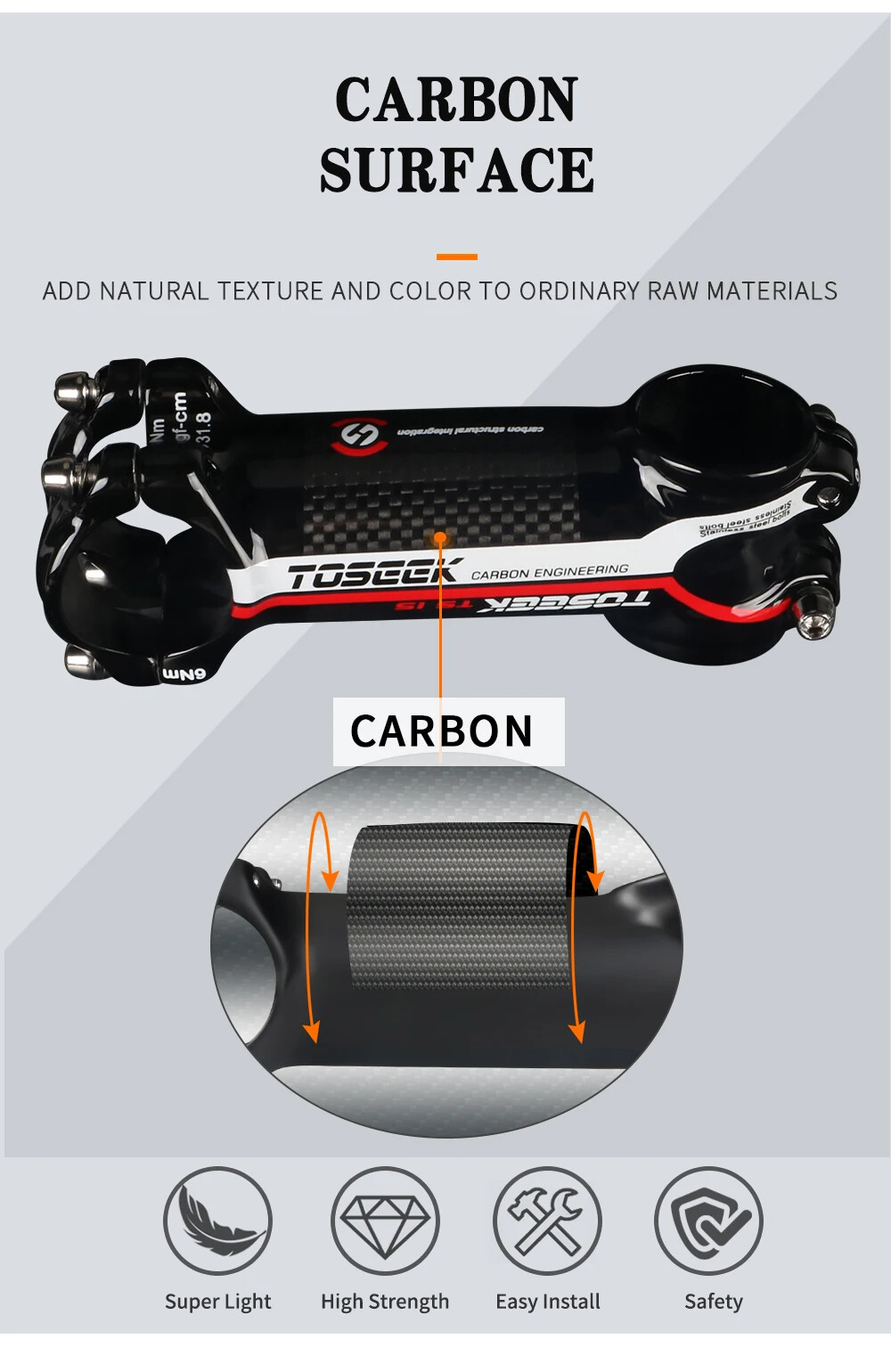 Carbon Stem 70/90/100mm Bike Power Handlebar Stem 7 Degree 31.8mm MTB Bike Stem
