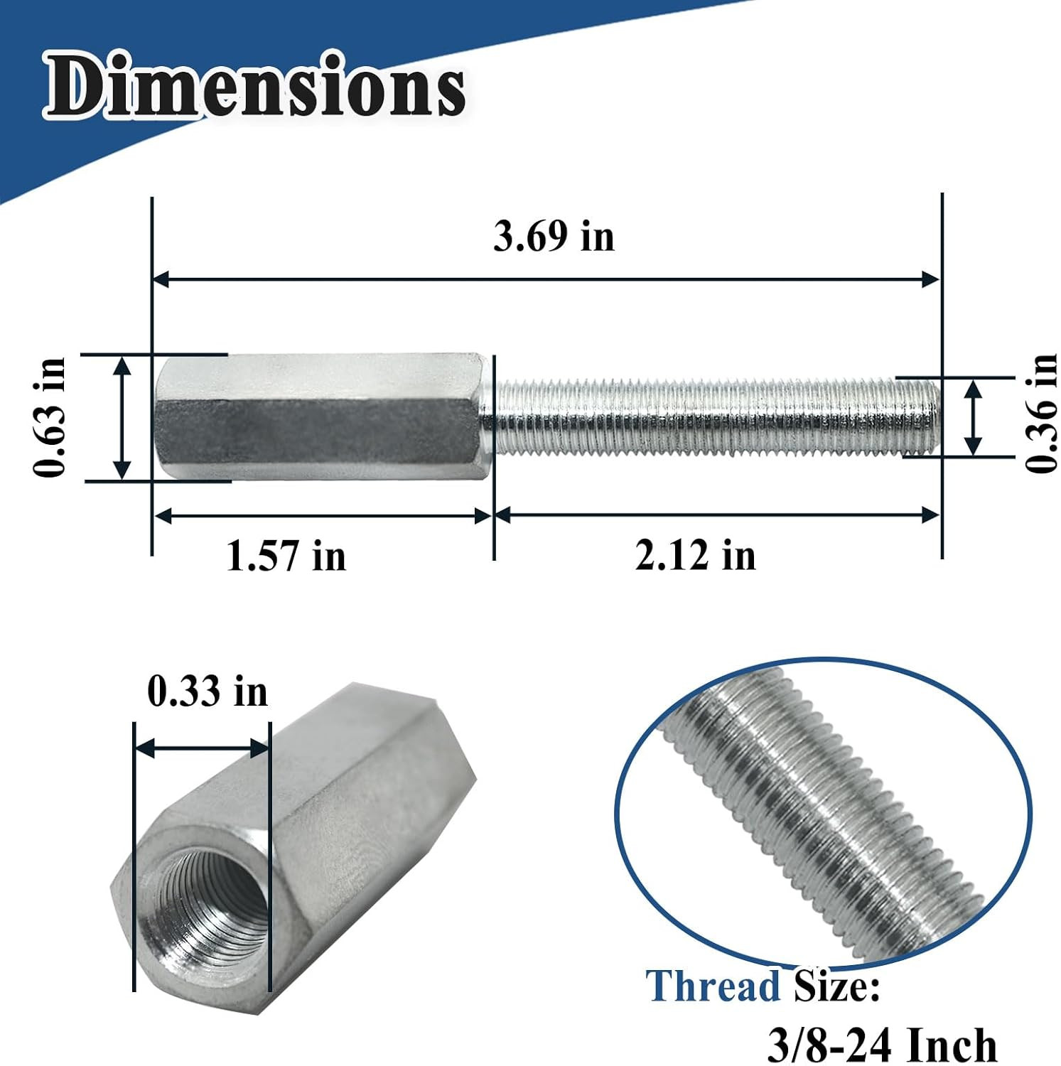 2pcs 3″ Shock Extension 3/8-24 Thread Suspension Extender for Car Truck Silver