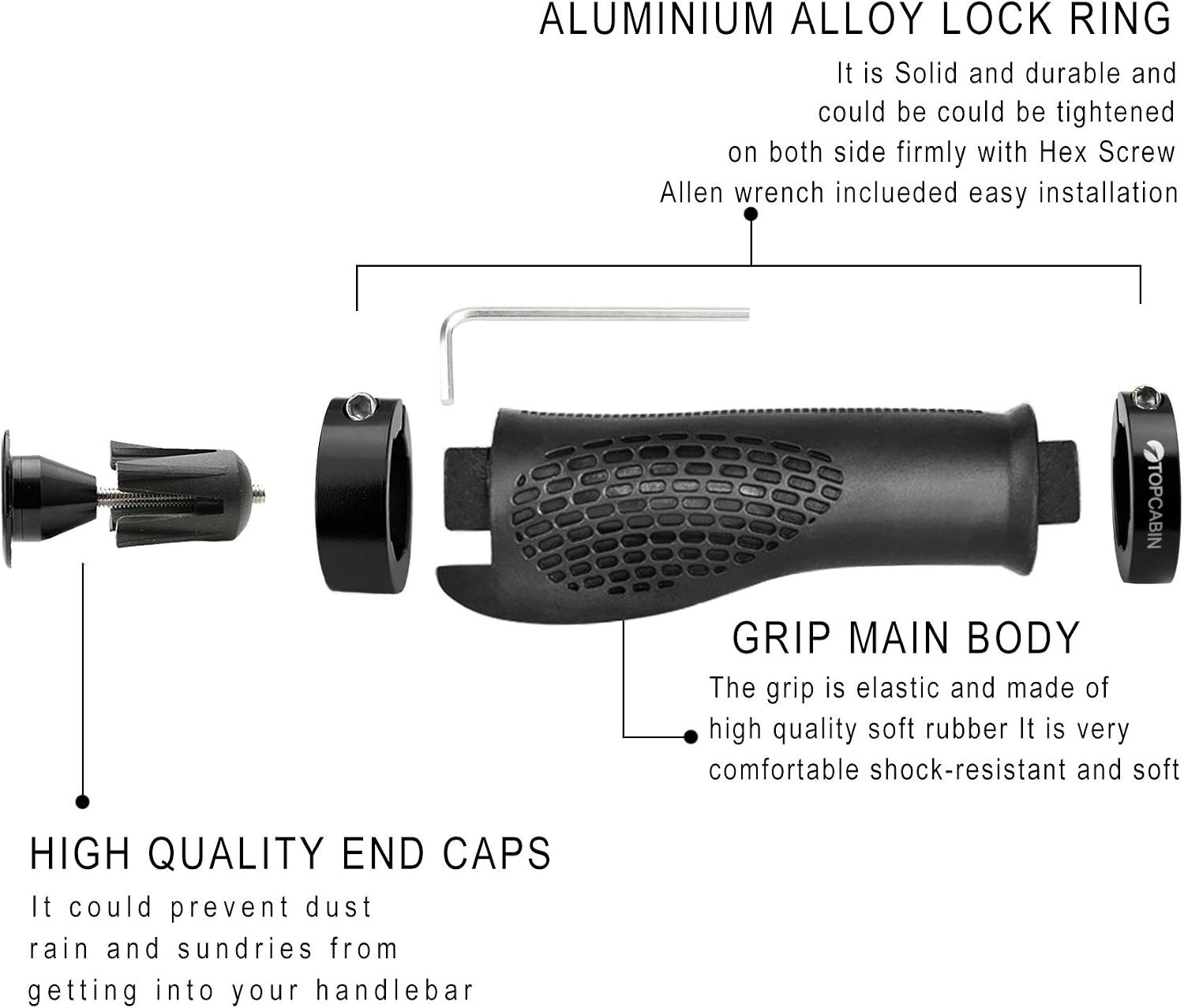 Ergonomic Bike Grips – Widen Holding Rubber Grips with Aluminum LockGrips for…