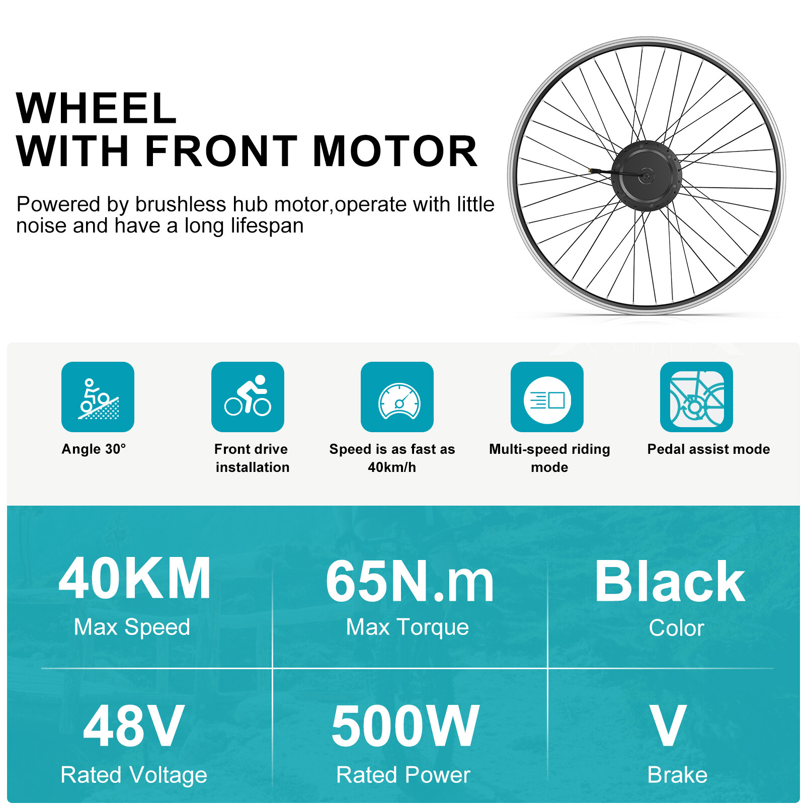 48V 500W Bafang Electric Bike 26″ 700C Front Motor with Wheel Conversion Kits