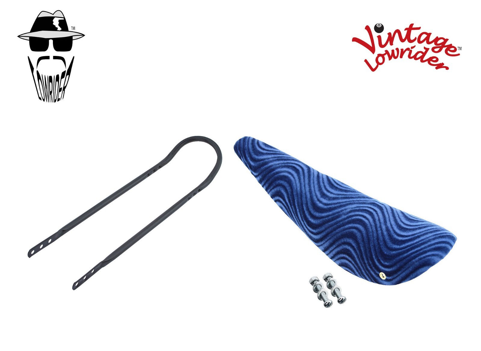 20″ ORIGINAL LOWRIDER Velour BLUE Banana Seat W/Black SissyBar 20″ Bicycle.