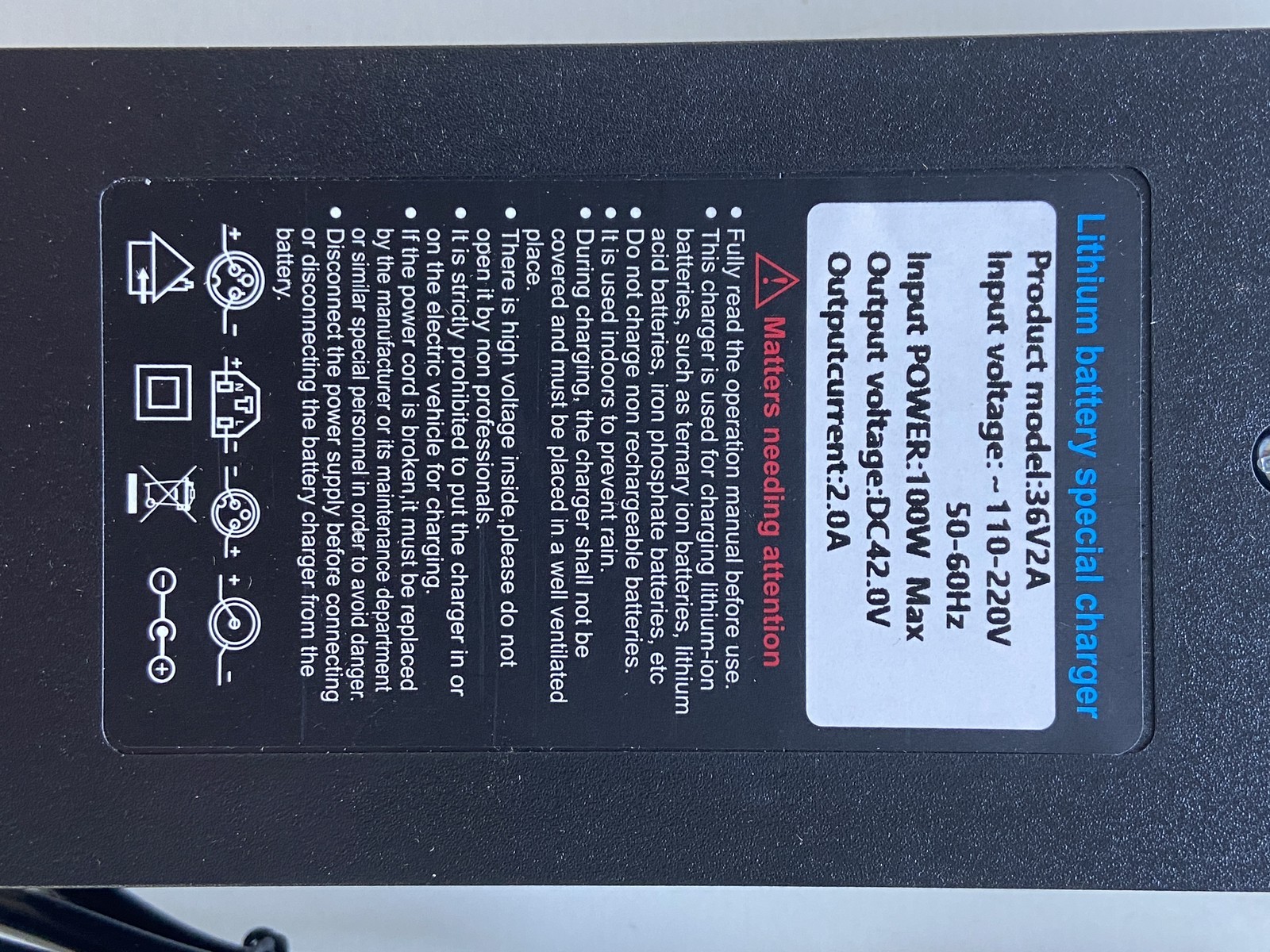 42V 2A Smart Charger DC 5.5×2.1mm Plug for 36V Bicycle Lithium Li-ion Battery US