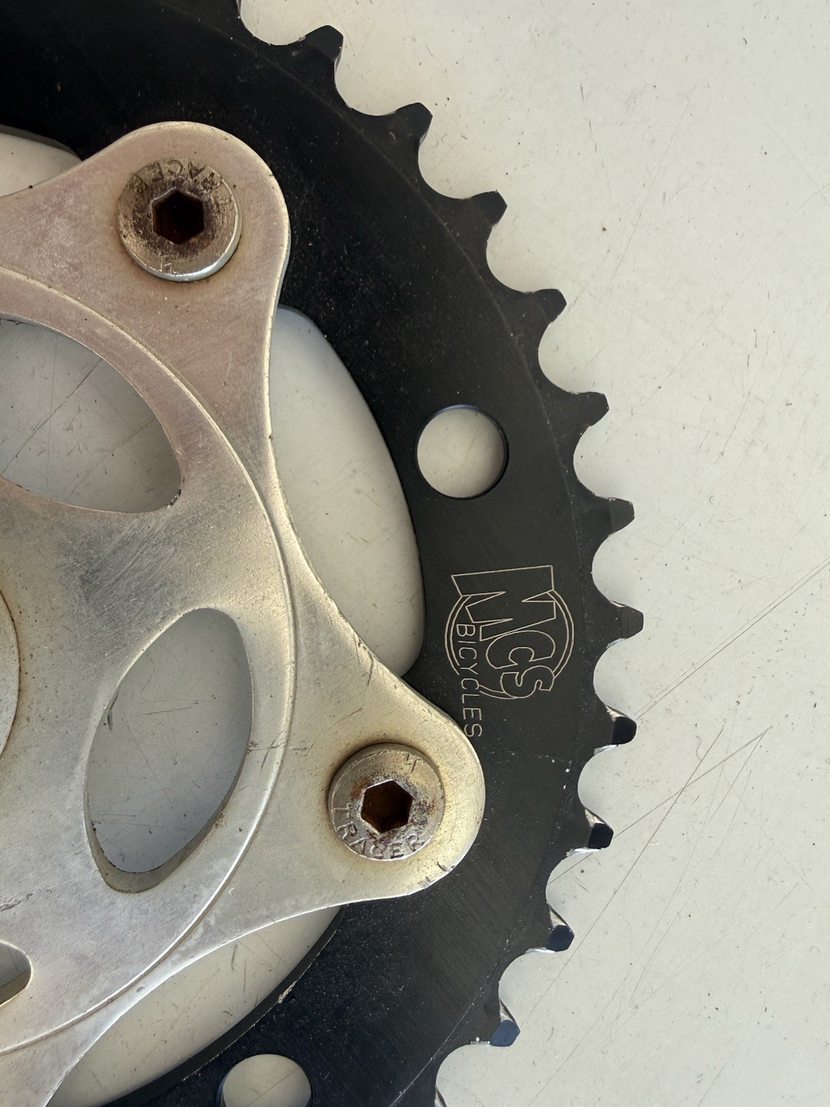 Tracer MCS three piece Crankset w/ Chainring 175mm Square Taper Silver/Black