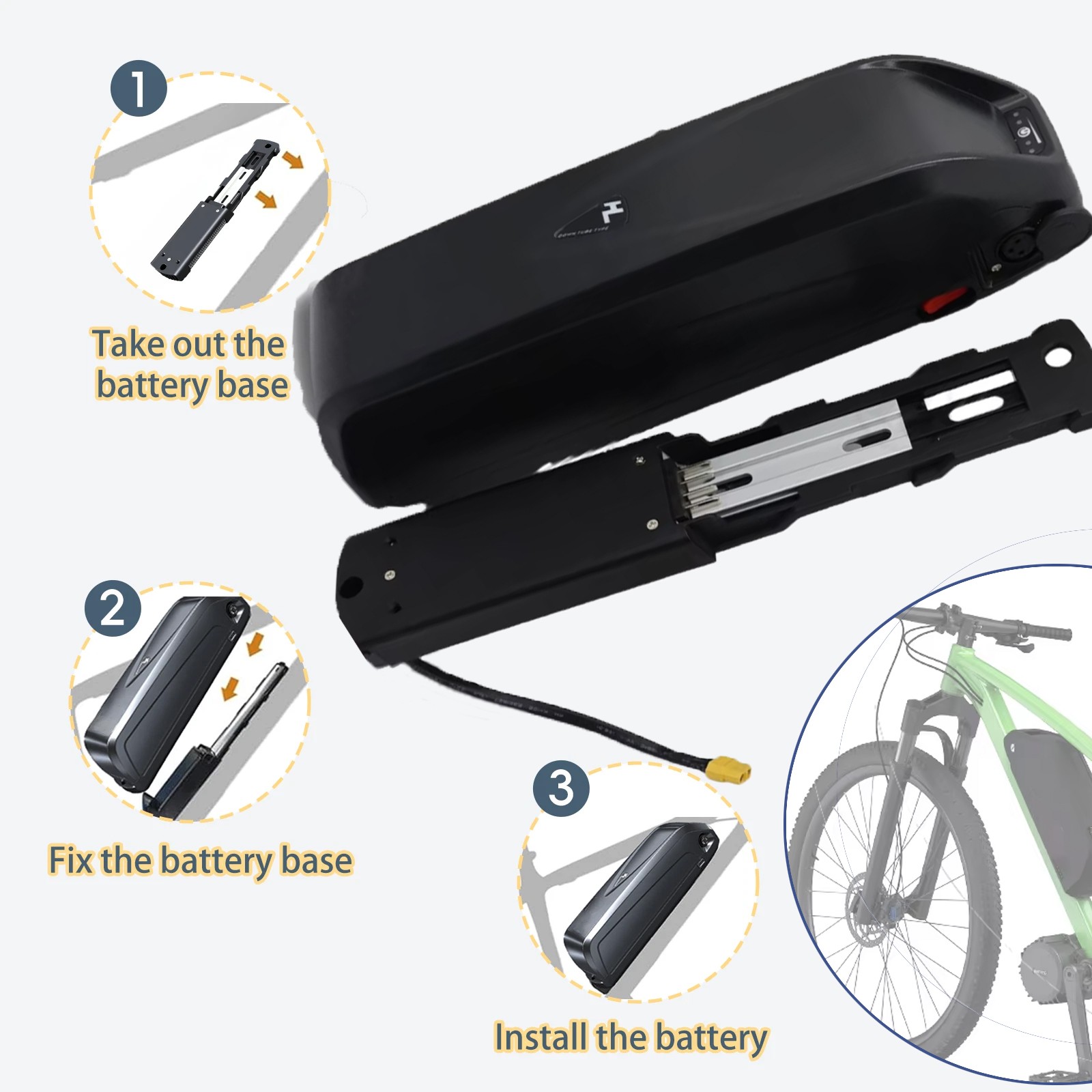 Hailong 5PIN 48V Lithium Ebike Battery 18Ah Electric Bike Battery 200W-1000W 30A