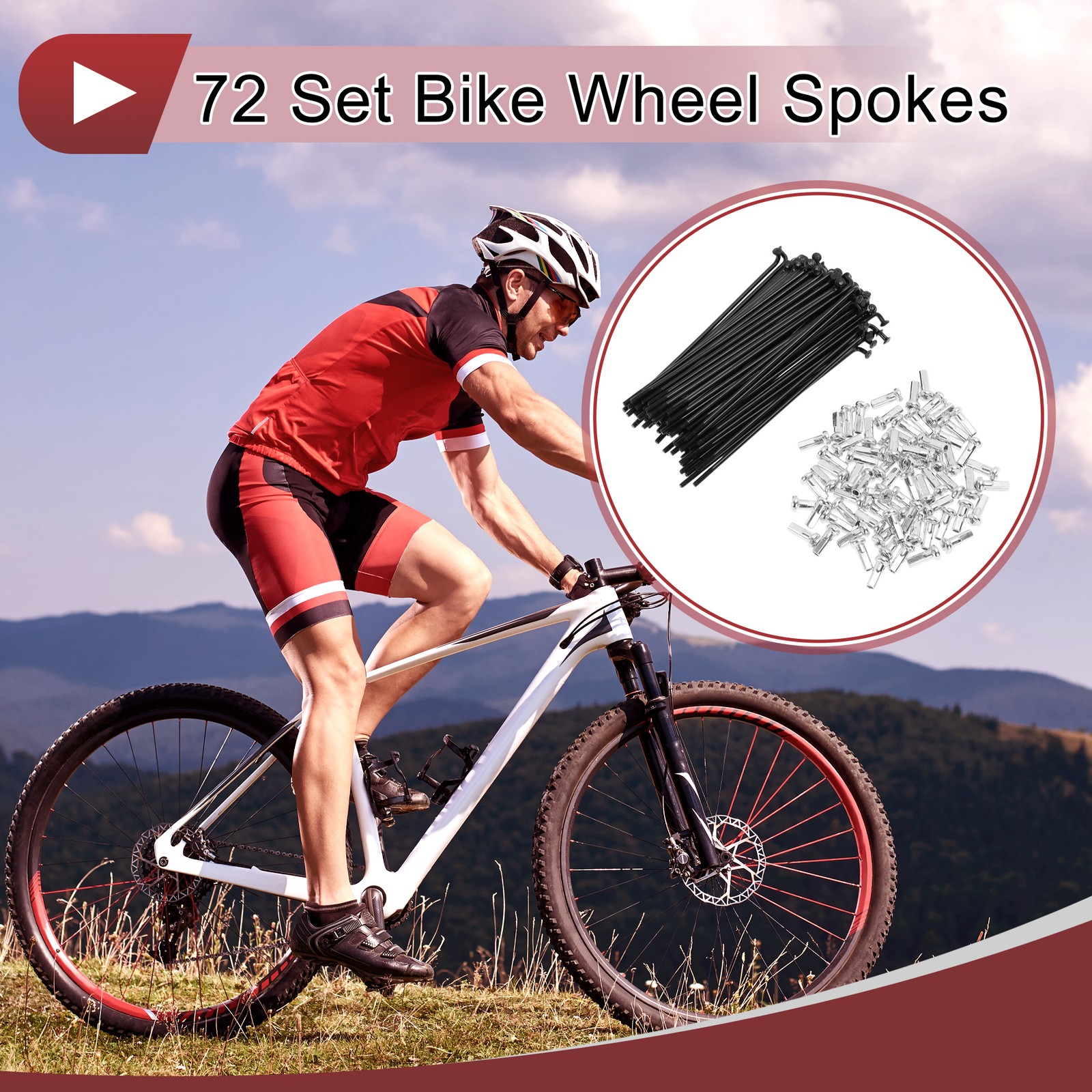 72 Set 14G Bicycle Spokes 88mm Bike Wheel Spokes Carbon Steel Black