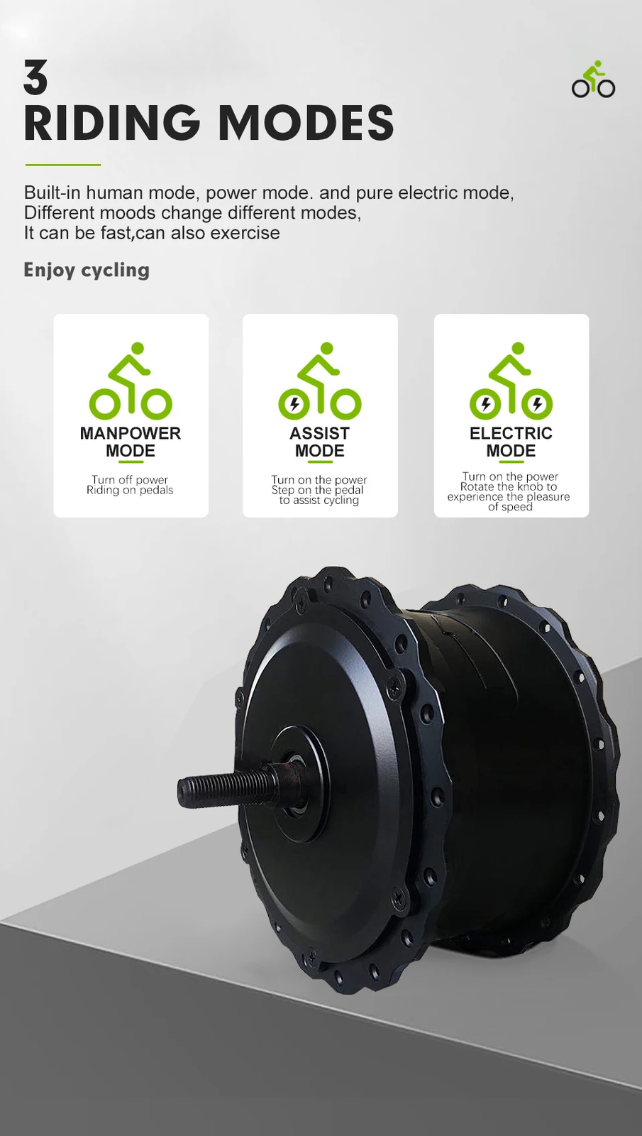 36V 48V 500W 20 24 26er Snow Fat Ebike Brushless Front Hub Motor Conversion Kit