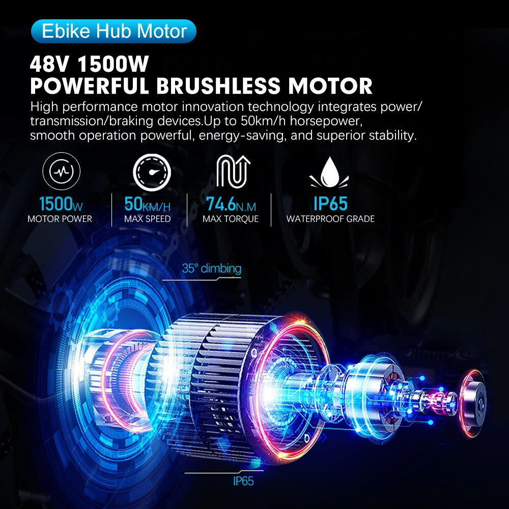 Mountain Electric Bike Conversion Kit 48V 1500W Brushless Front Hub Motor Wheel