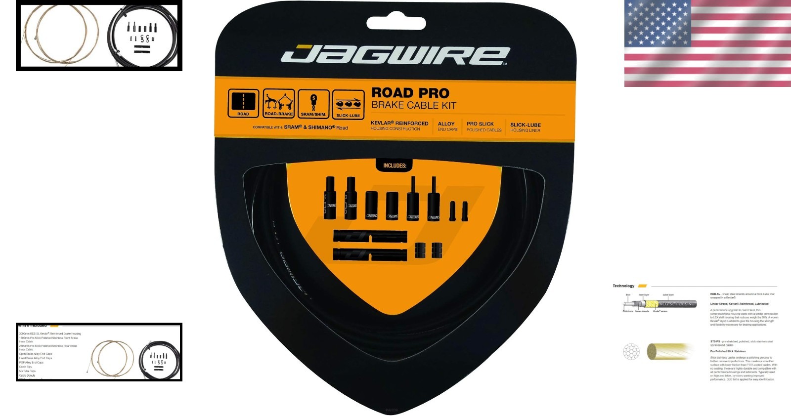 Pro Road Brake Cable Kit, Black, Shimano/SRAM Compatible