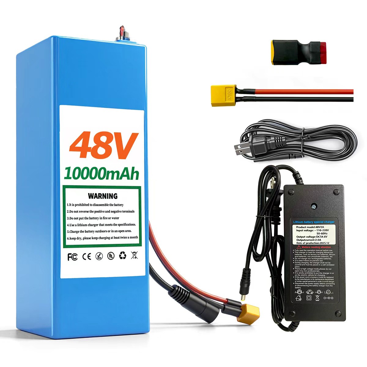 48V Battery 48 Volt 10Ah 15Ah 20Ah Electric Lithium Battery for 0-1000W Motor