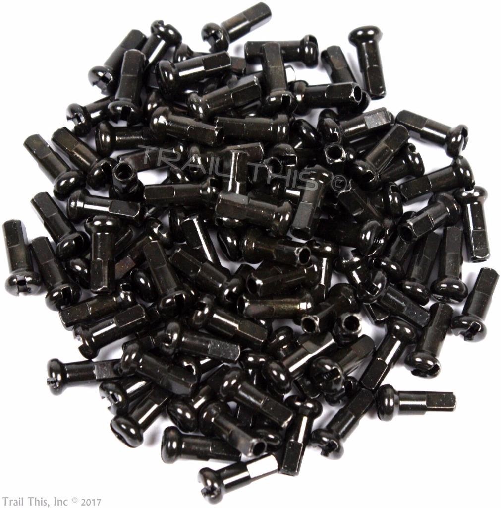 100 DT Swiss 2.0 12mm Brass Spoke Nipples Black for Bike Wheel 100-Count Box