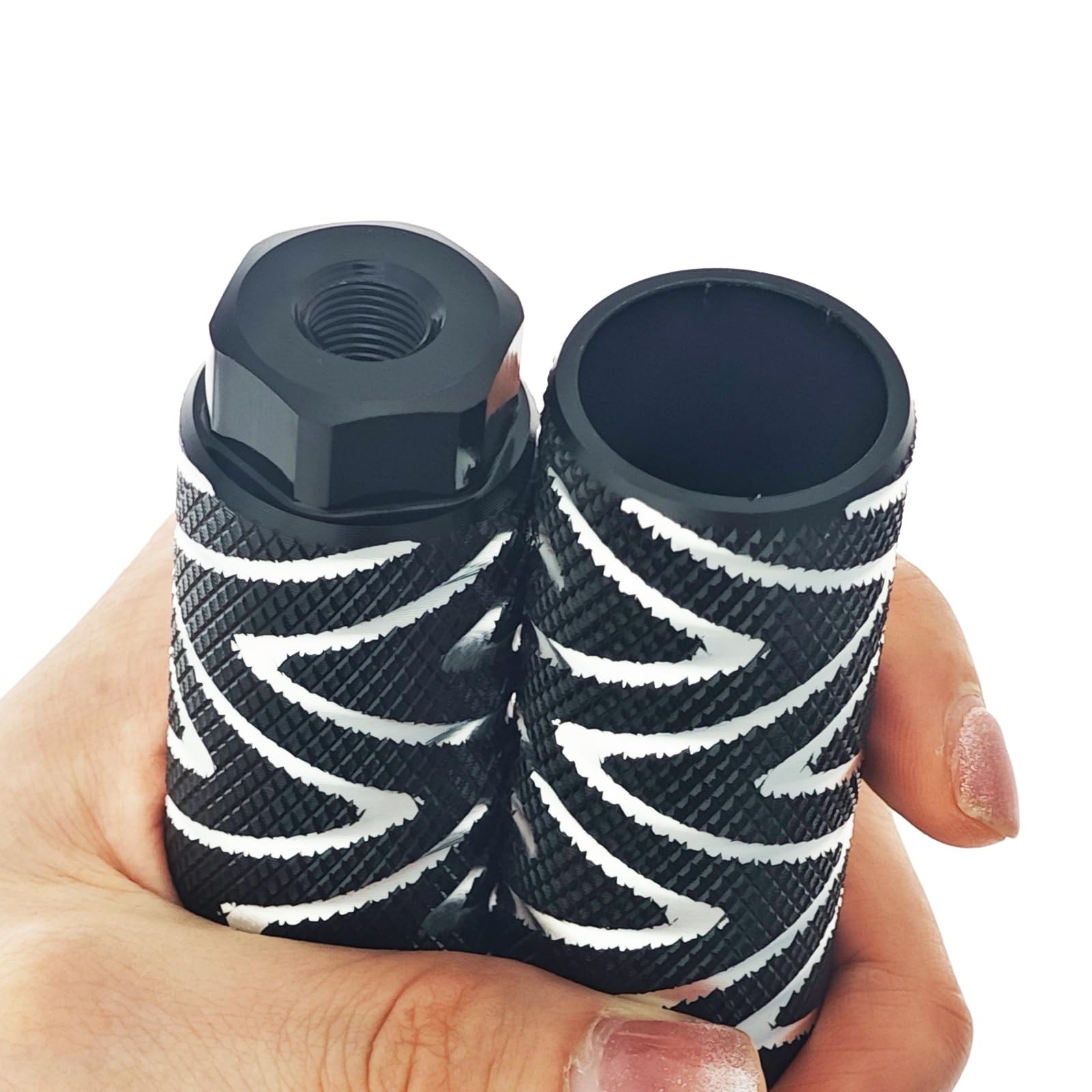 Zelerdo 4 Pack Aluminum Alloy Bike Pegs Foot 100×28 mm, Black Mixed Silver