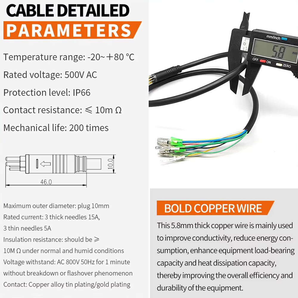E-bike Electric Bicycle Hub Motor Extension Cable 9Pin Male Female Wire 90-160cm
