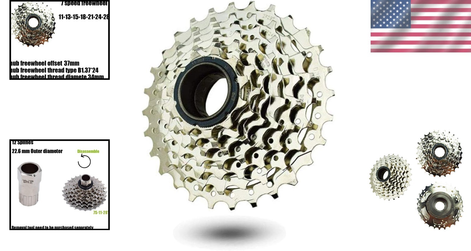 7-Speed Freewheel Alloy Steel for E-Bike 11-28T 11-34T Compatible with Thread…
