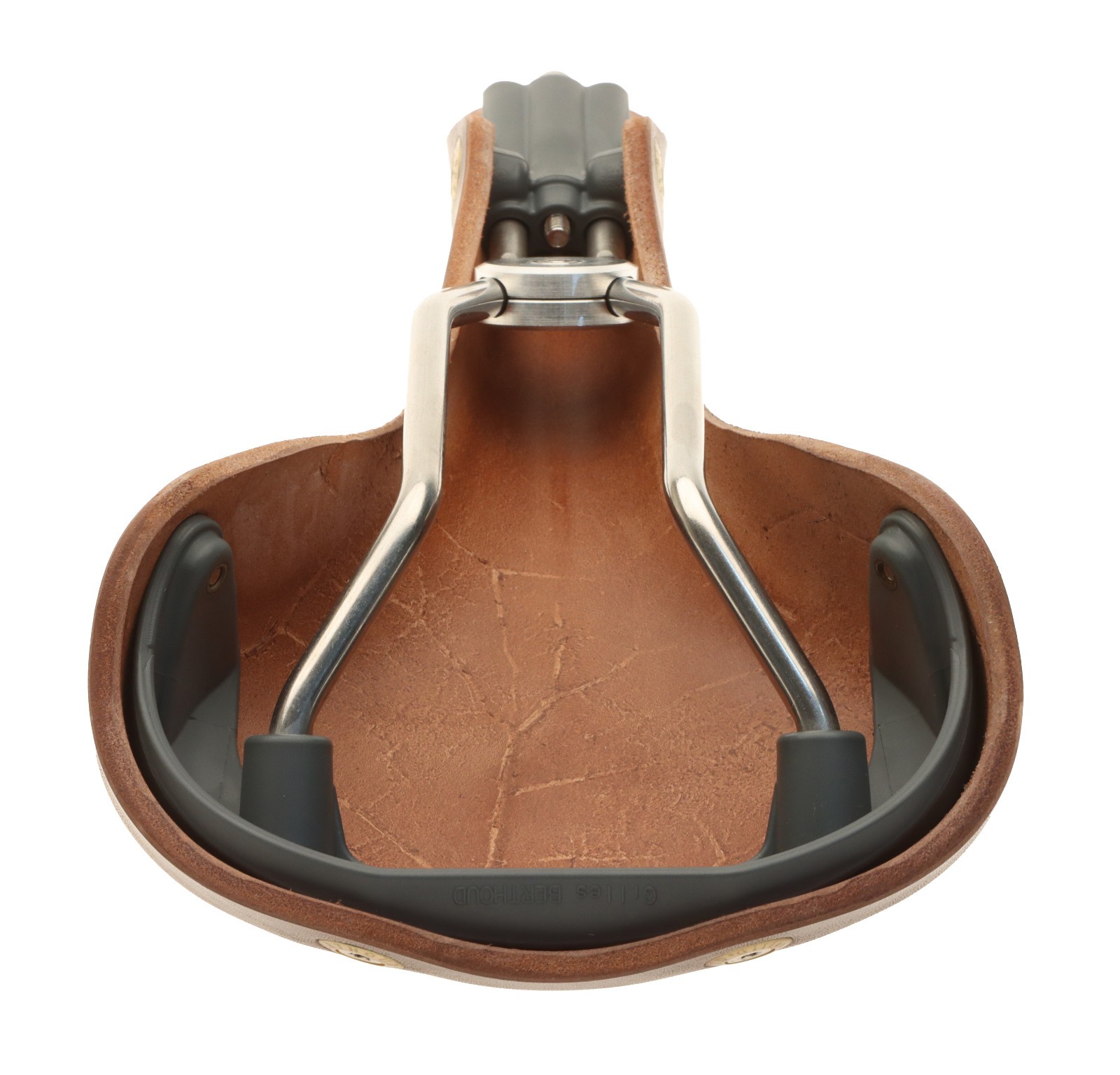 Gilles Berthoud Soulor Saddle Steel Rails Hard Leather Cover Black NEW NOS NIB