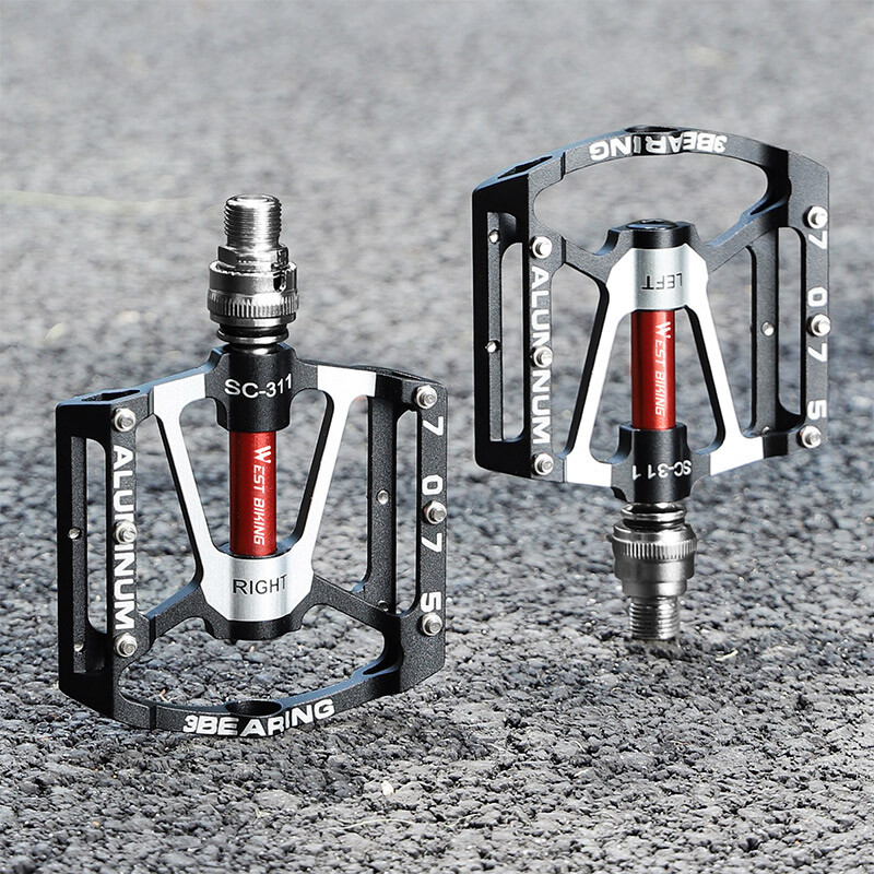 WEST BIKING Quick Release Bicycle Pedals 3 Sealed Bearing Aluminum Pedals Black