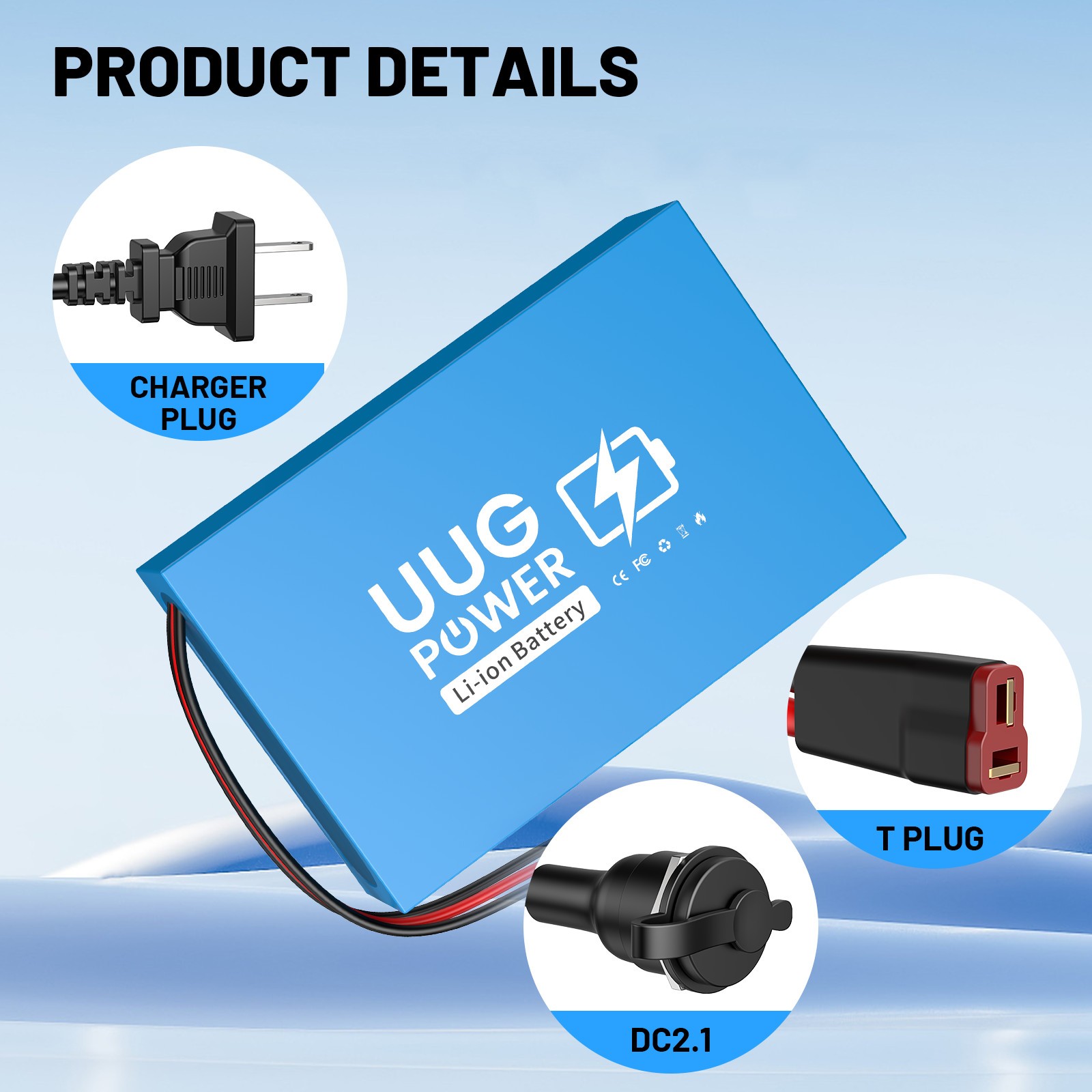 UUG 36V Ebike Battery Electric Bike Bicycle 20Ah for BMS 30A Motor 1000W
