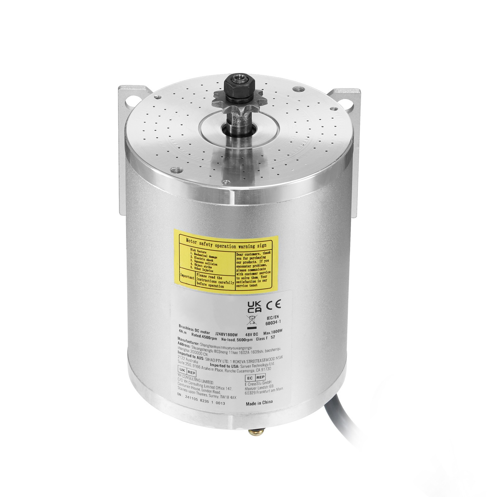 Uimoso 48V 1800W Brushless DC Motor Kit with Enhanced Controller, 4500rpm