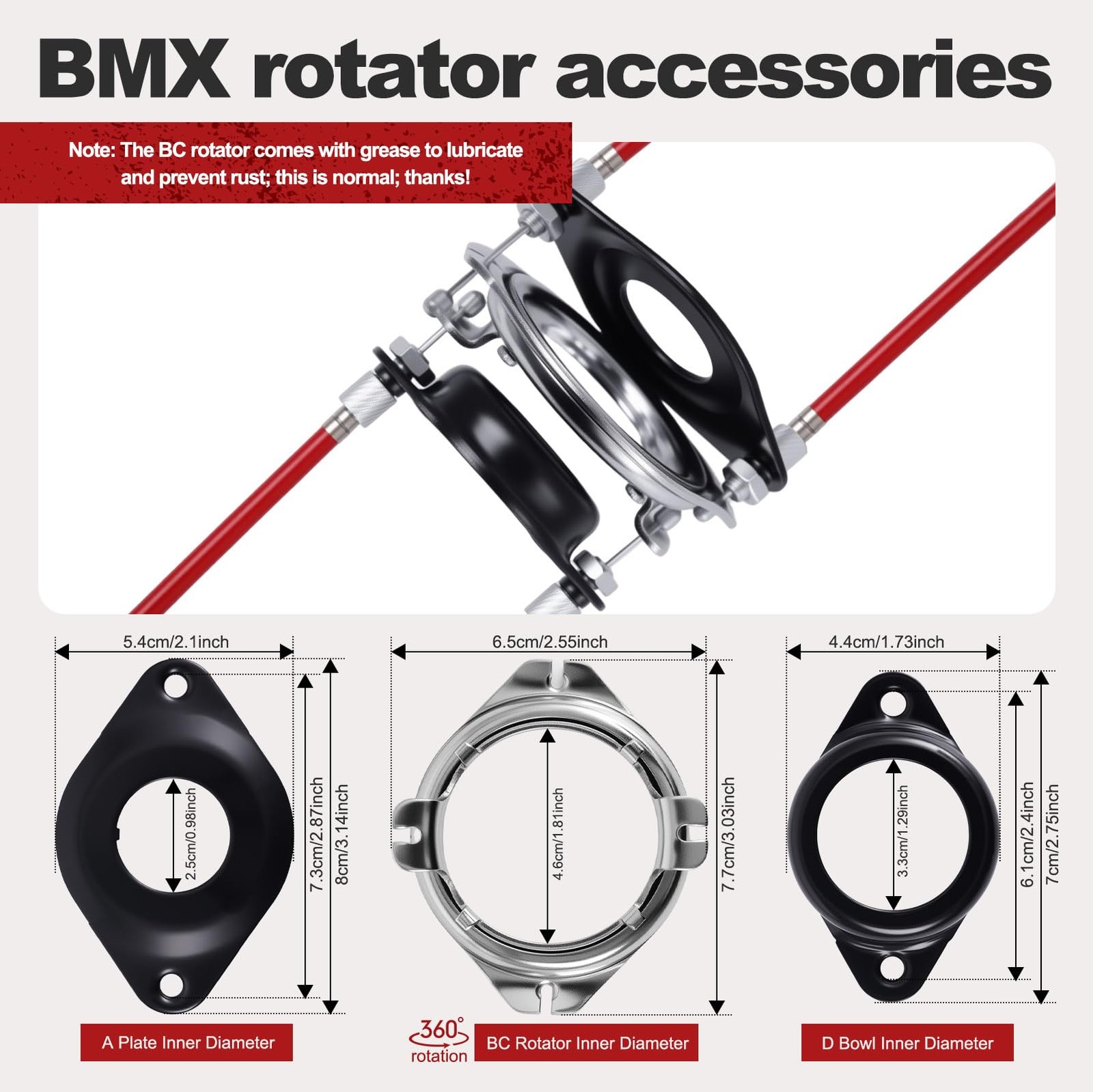 Premium BMX Bike Gyro Brake Cables Front + Rear As shown in the figure, Red