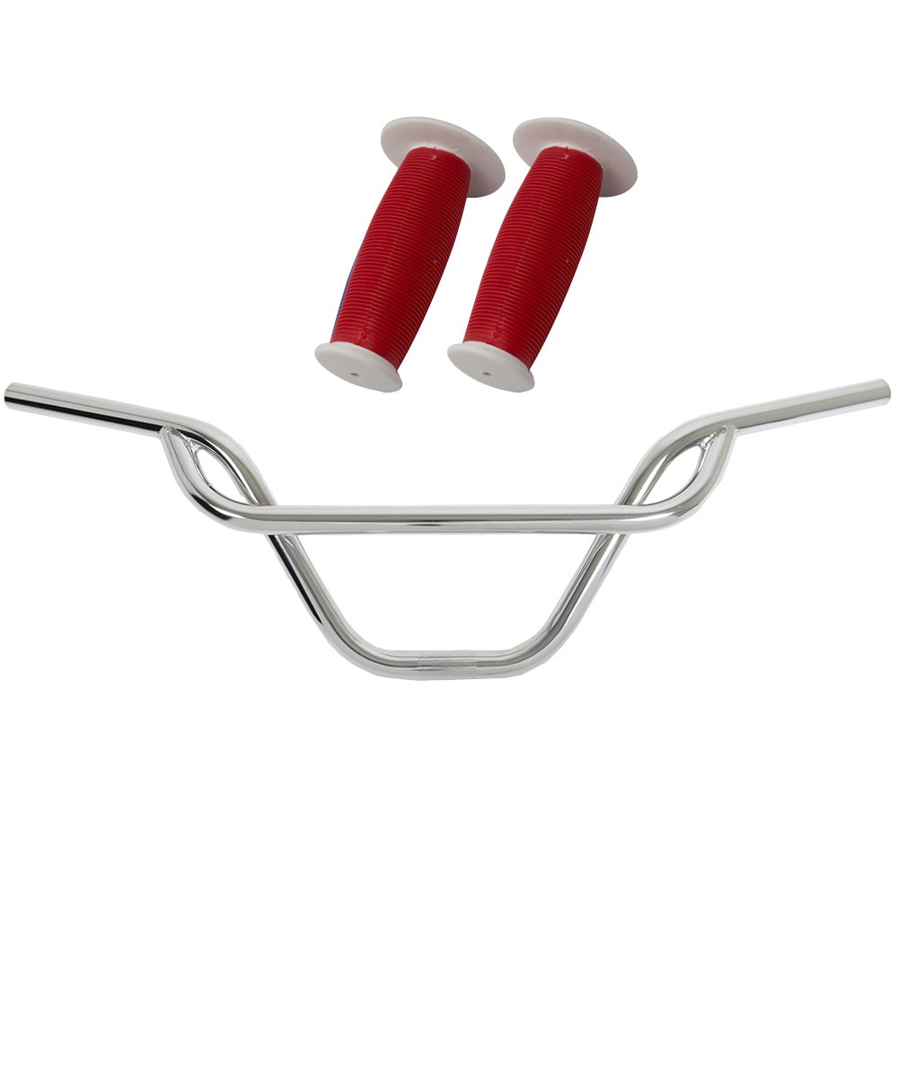 PRO+ 325 Chrome Handlebar & Red/White Mushroom Grips