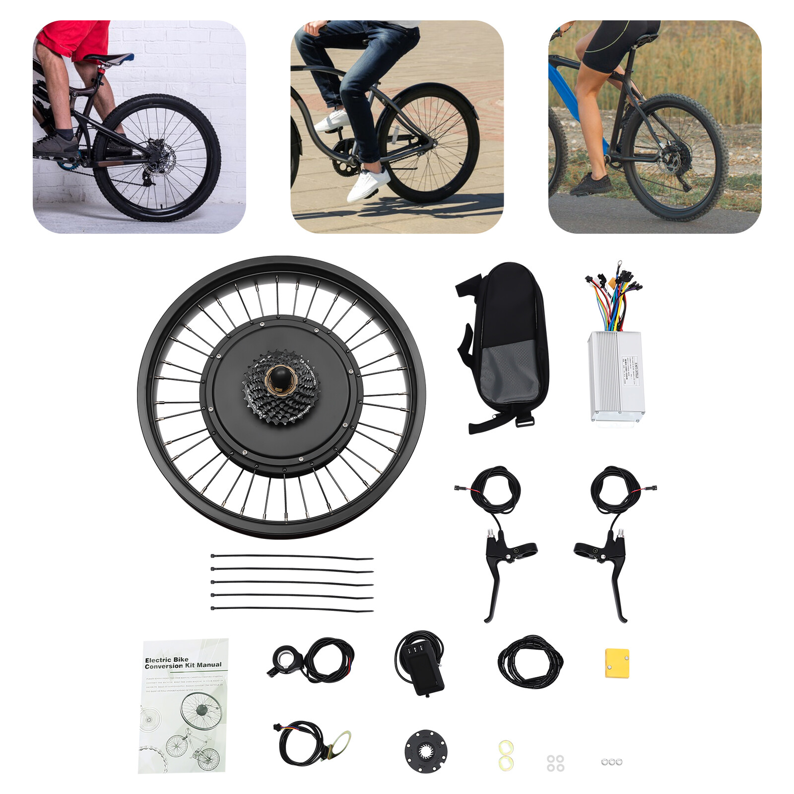 20″ 48V Electric Bicycle Conversion Kit E-Bike Rear Wheel Hub Motor Fat Tire 1kW
