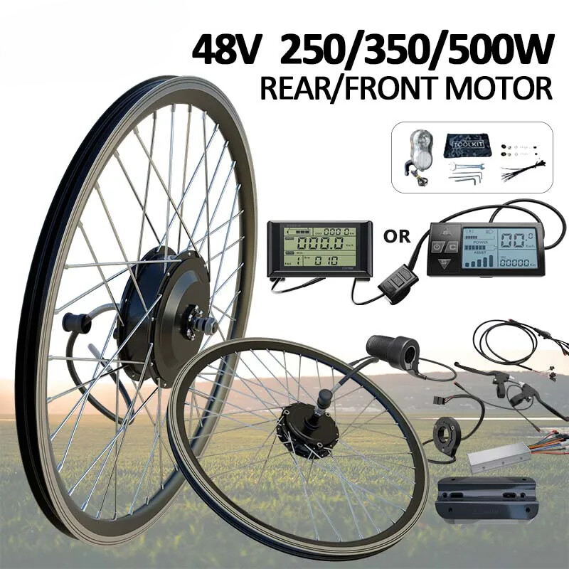 48V 250W 350W 500W Front/Rear Brushless Hub Motor Wheel E-bike Conversion Kit